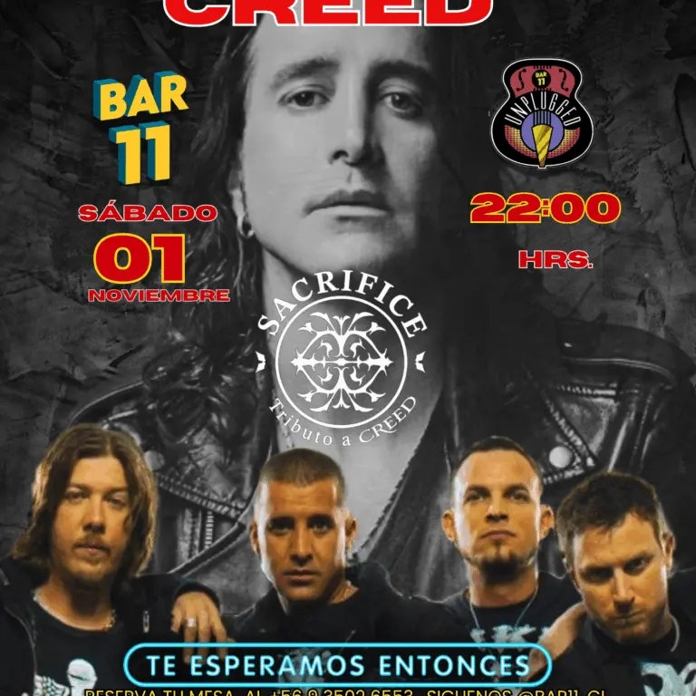 Tributo Creed Unplugged en Bar 11, Sábado 1 de noviembre